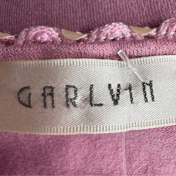 Garlvin blouse long sleeve floral lace cinch sequins stretchy rose blush pink - Picture 8 of 8